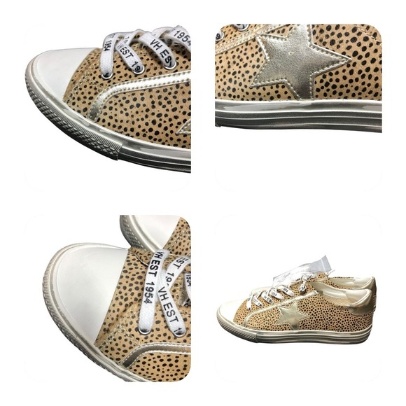 Vintage Havana alive Leopard Star Sneakers Gold Metallic Accent size 11 - Picture 3 of 14